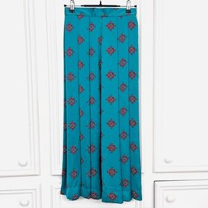 Vintage 80’s Prophecy Teal Medallion Midi Skirt Single Stitch Hem Women’s Size 4